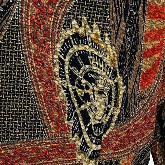 Joseph Ribkoff Abstract Sparkle Jacket Top Sz M Zip Stretch Colorblock - Picture 7 of 7